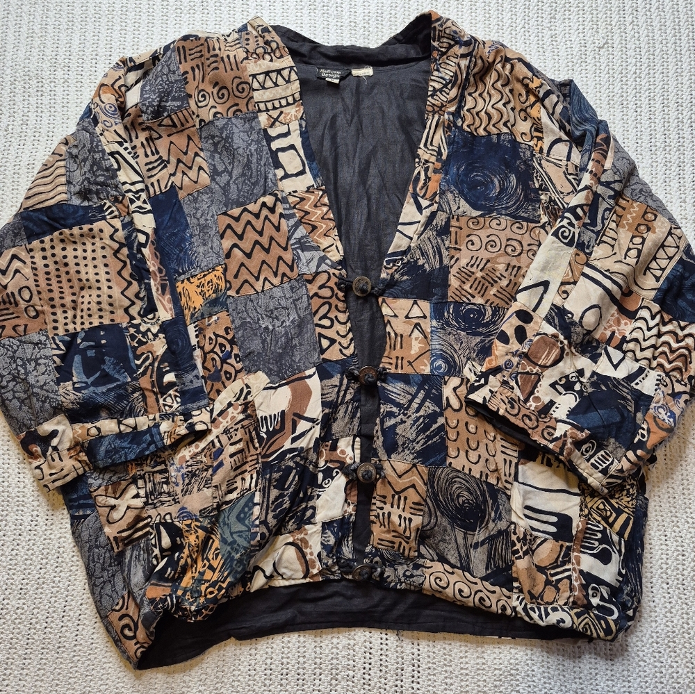 NATIVEWEAR DESIGNS Shortie Jacket Women’s Medium Boho Hippie Abstract Patchwork